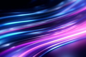 Poster - Abstract futuristic background with pink blue glowing neon moving wave lines. Generative AI