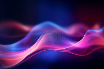 Poster - Abstract futuristic background with pink blue glowing neon moving wave lines. Generative AI