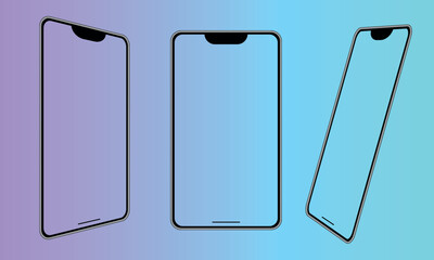 Fototapete - Mobile phone vector frame. Smartphone template. Phone mockup in perspective on a white background.