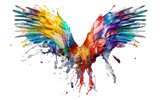 Fototapeta Motyle - wings splash of colorful paint isolated on transparent png background Generative ai