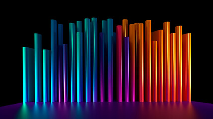 Wall Mural - Hypnotic light: Abstract neon rainbow on a black background. Futuristic image for posters and graphic design. A look into the future. AI generated