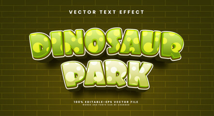 Cute dinosaur park editable text style effect, with comic style cartoon.