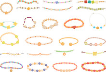 Kids bracelets icons set cartoon vector. Child baby. Bead bracelet