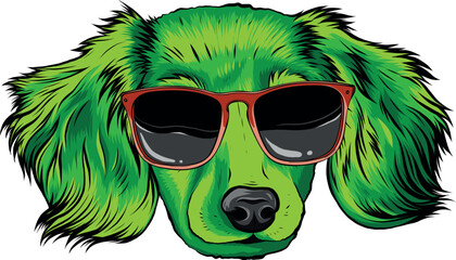 Wall Mural - Gordon setter dog breed with black sunglasses - isolated vector illustration