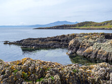 Rocky coastline at Glencallum Bay, Isle of Bute, Scotland