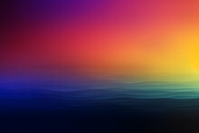 Generative AI Illustration Of Abstract Background With Blue Undulating Sea Under A Bright Colored Sunset Sky