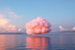 © ADDICTIVE STOCK - Pink cloud floating above the sea. Generative AI