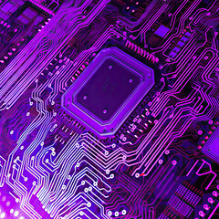 Wall Mural - Purple high tech circuit board