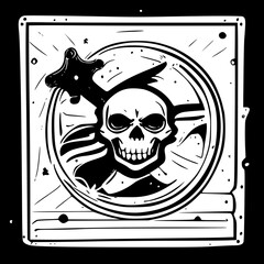 Sticker - Skull and Bones Pirate coin Vector