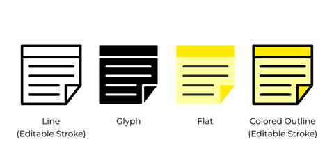 Poster - square sticky note vector icon set for website design, app, ui, isolated on white background. vector