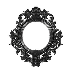 Black baroque frame isolated on transparent background. Gothic frame