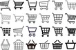 Shopping cart icon set, Full and empty shopping cart symbol, shop and sale, vector illustration