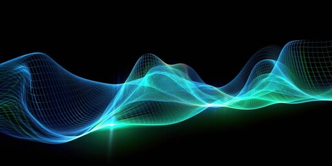 Wall Mural - Sound waves oscillating with the glow of light, abstract technology background