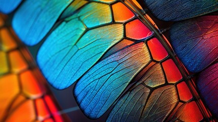 Sticker -  a close up of a multicolored wing of a butterfly.  generative ai