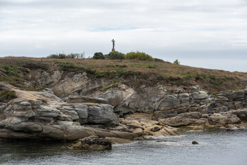 Canvas Print - Wayside cross by the sea