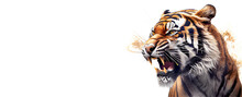 Ferocious Tiger On A Transparent Background. AI Generator