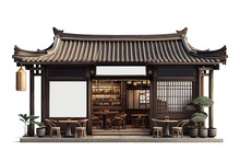 Chinese Style Coffee And Tea Shop On A Transparent Background. AI Generator