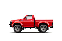 Cool Red Pickup Truck On A Transparent Background. AI Generator