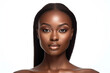 © Oleksandr Blishch - Beauty portrait of african young woman with natural makeup isolated on white background. AI