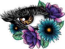 Vector Illustration Of Beautiful Eye With Flower