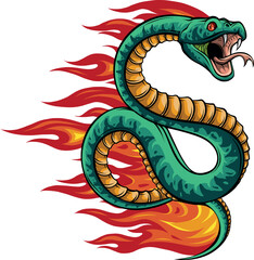 Wall Mural - vector illustration of Viper Snake with Flame