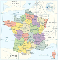  France Map - highly detailed vector illustration