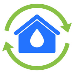 Poster - house and water icon with arrows