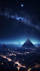 Wall Mural - pyramid of the clouds alien civilization in ancient egypt, pyramid, wallpaper