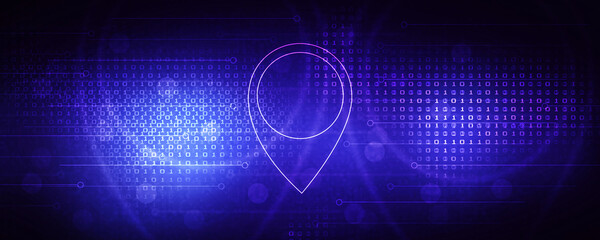 Fototapete - 2d rendering Red map pointer