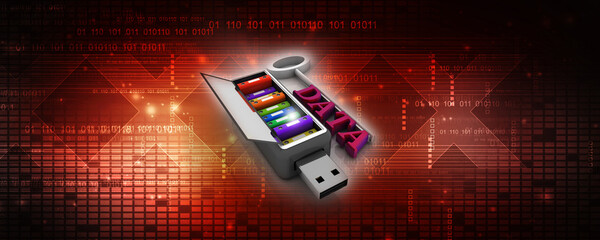 Poster - 3d rendering office folders in Pen driver