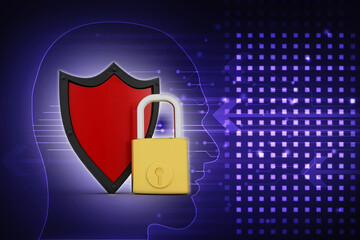 Poster - 3d illustration Security shield concept

