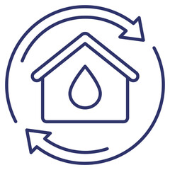 Poster - house and water line icon on white