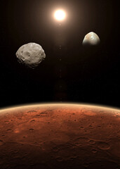 Wall Mural - mars, phobos and deimos. mars is a red planet of the solar system. elements of this image furnished 