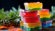 Cannabis CBD-infused rainbow gummy candy edibles generative ai