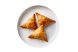 Fried Samosa On White Plate, Isolated On Transparent Background, Png. Generative AI