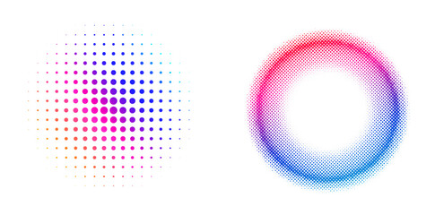 Poster - set design elements symbol editable halftone frame dot circle pattern on white background. vector il