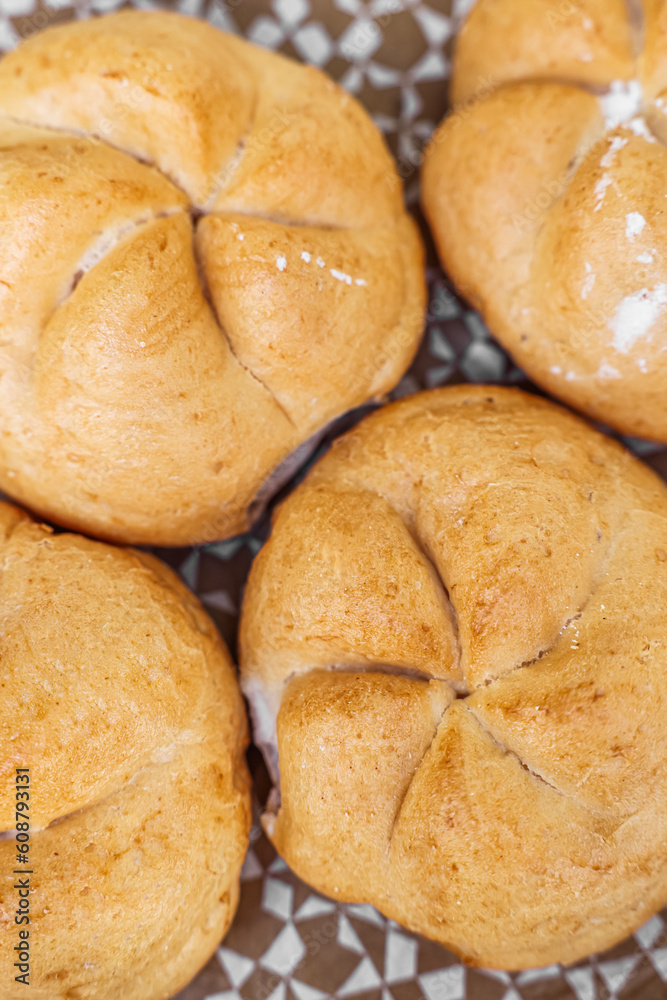 Kaiser rolls on paper serviette, closeup
