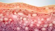 Saggy skin layer and skin cells, 3D rendering, beauty, and medicine