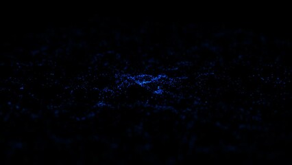 Poster - 4k blue particles explosion. motion background. bokeh lights particle. isolated on black. animated o