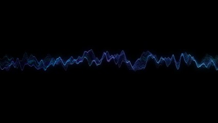 Fototapete - Glow pink purple blue digital landscape. Wavy particle. Waves dots. Isolated on black. 4k 60fps. Motion background. Block chain or digital technology concept. 3D rendering.