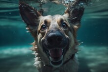 German Shepherd Dog In Water