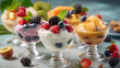Ice cream dessert with fruits created with genertive AI.