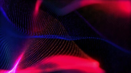 Poster - 4k 60 fps. abstract loopable blue and red wavy motion background. concept of futuristic animation. t