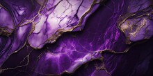Purple Marble Stone With Gold Vein. Vivid Graphite Texture Geode Wallpaper Background.	