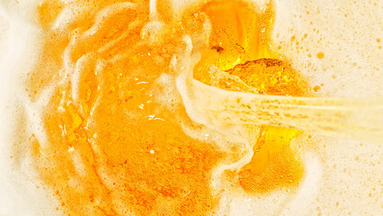 Poster - Detail of pouring beer beverage, abstract fresh drink background