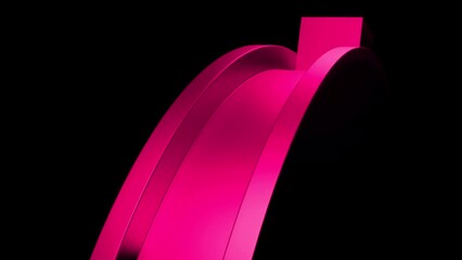 Poster - Abstractions with moving figures on a black background. Design. Metal cube and arcuate road.