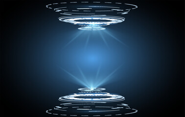 Poster - futuristic circle hud, gui, ui interface screen design. abstract style on blue background. blank dis