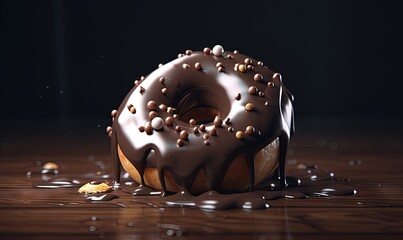 Sticker -  a chocolate donut with chocolate glaze and sprinkles.  generative ai