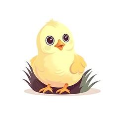 Wall Mural - Colorful baby chick illustration with lively details and patterns