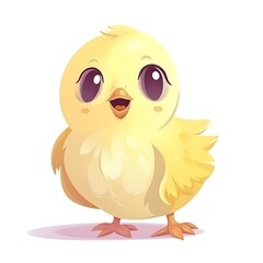 Wall Mural - Cute and colorful illustration of a baby chick in a joyful pose